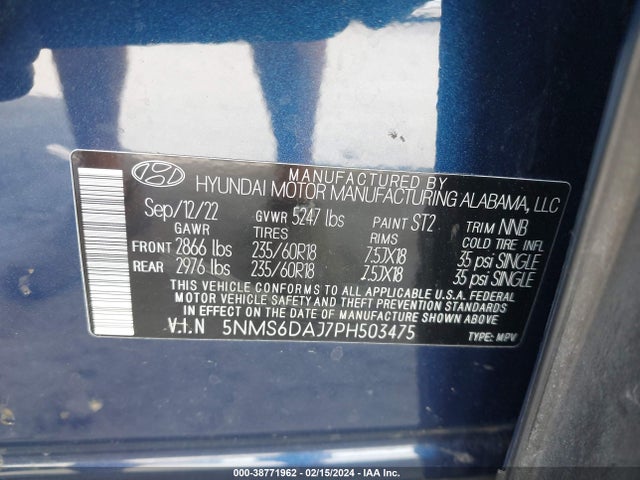 Hyundai Santa Fe Xrt 2023 5NMS6DAJ7PH503475 Image 9