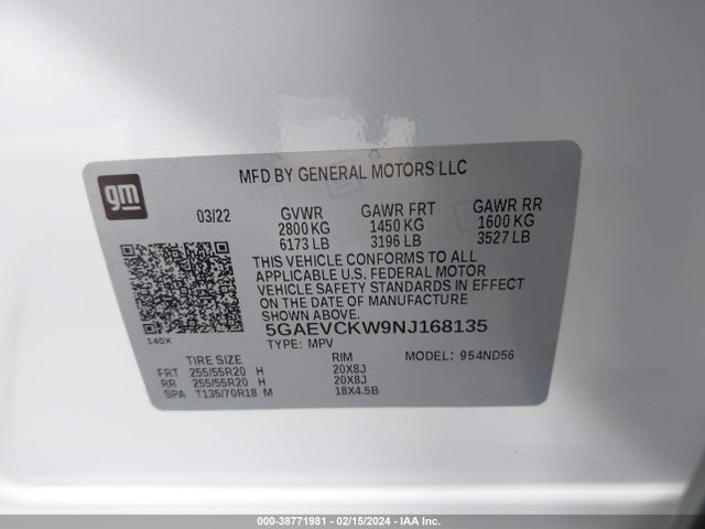 Buick Enclave Awd Avenir 2022 5GAEVCKW9NJ168135 Image 9