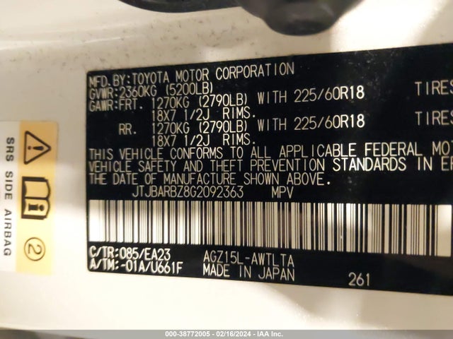 JTJBARBZ8G2092363 Lexus NX 200T