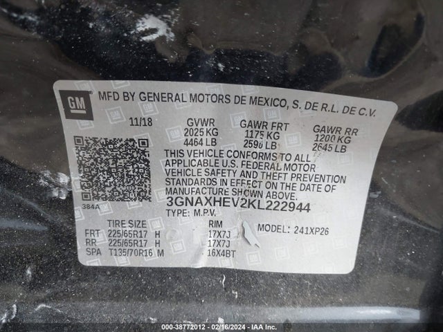 Chevrolet EQUINOX LS 2019 3GNAXHEV2KL222944 Image 9