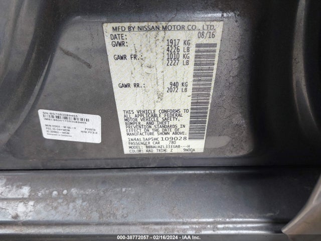 Nissan Altima 2.5 Sr 2017 1N4AL3AP5HC109028 Image 9