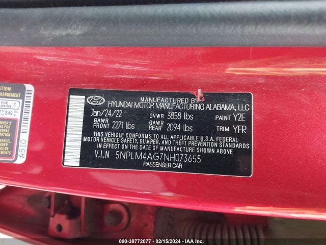 Hyundai ELANTRA SEL 2022 5NPLM4AG7NH073655 Image 9