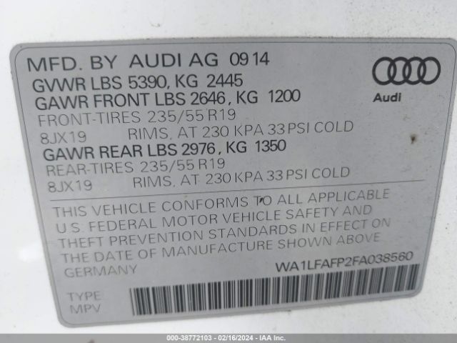 WA1LFAFP2FA038560 Audi Q5 2.0t Premium