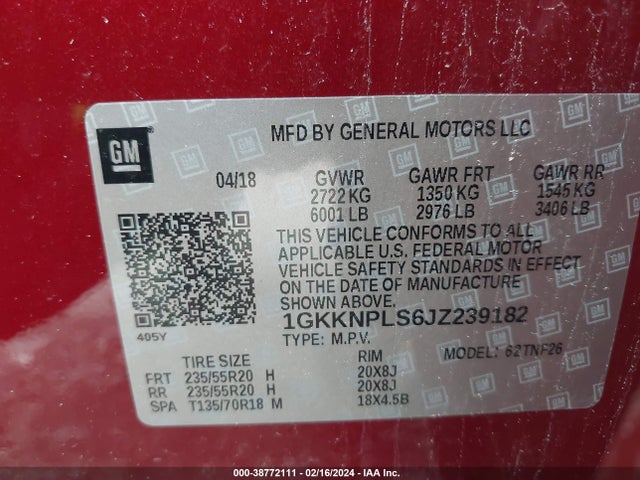 GMC Acadia Denali 2018 1GKKNPLS6JZ239182 Image 9