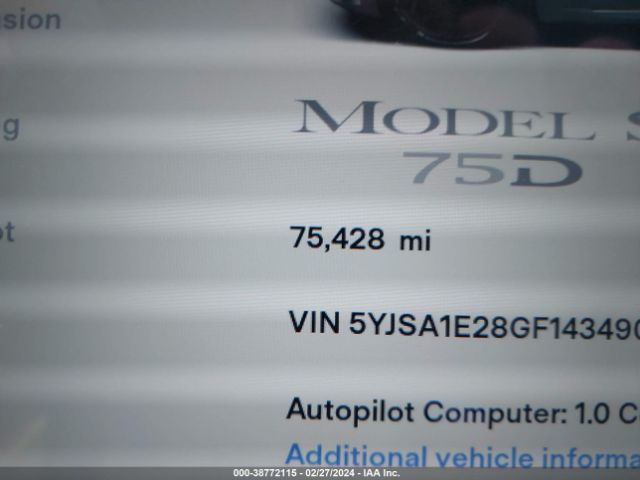 5YJSA1E28GF143490 Tesla Model S 60d/70d/75d/85d/90d