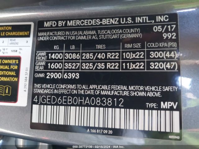 4JGED6EB0HA083812 Mercedes-Benz Amg Gle 43 Coupe 4matic