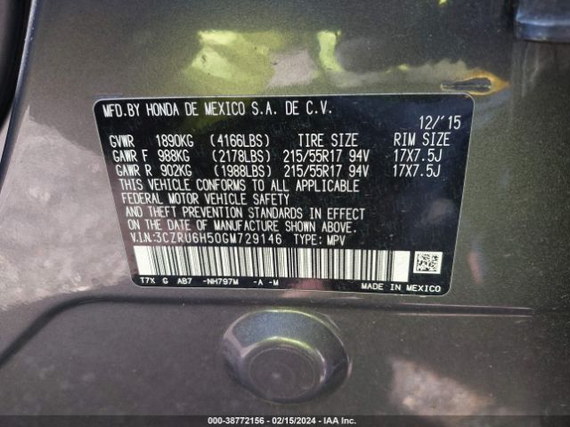 3CZRU6H50GM729146 Honda HR-V EX