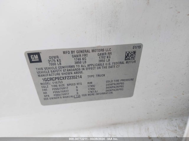 Chevrolet Silverado 1500 Wt 2015 1GCRCPECXFZ235214 Image 9
