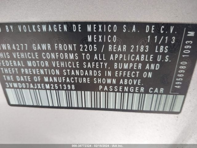 3VWD07AJXEM251398 Volkswagen Jetta 1.8t Se