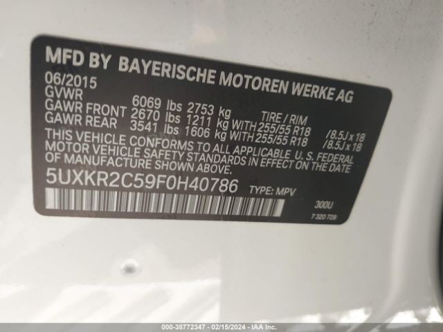 5UXKR2C59F0H40786 BMW X5 Sdrive35i