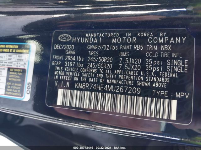 KM8R74HE4MU267209 Hyundai Palisade Calligraphy