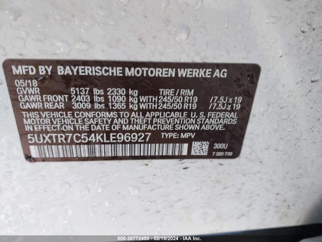 BMW X3 Sdrive30i 2019 5UXTR7C54KLE96927 Image 9