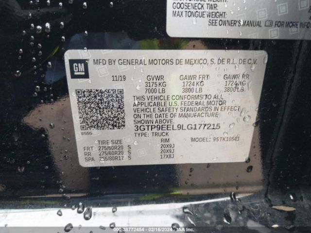 3GTP9EEL9LG177215 GMC Sierra 1500 4wd  Short Box At4