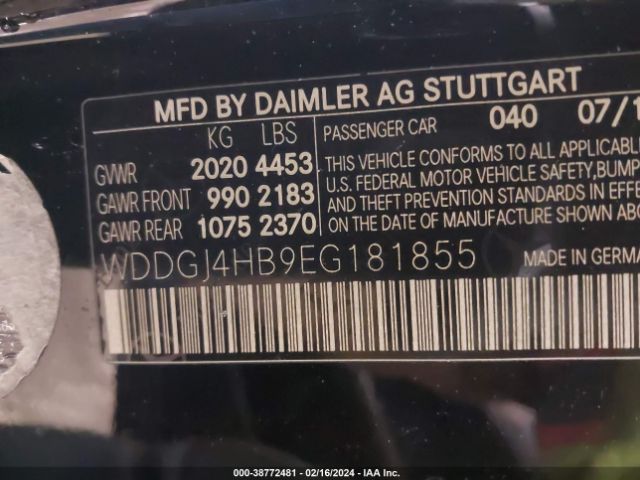 WDDGJ4HB9EG181855 Mercedes-Benz C 250