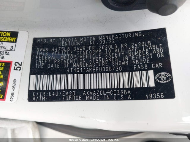 Toyota CAMRY SE 2023 4T1G11AK8PU098730 Image 9