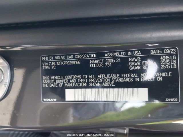 7JRL12FK7RG299166 Volvo S60 B5 Core Dark Theme