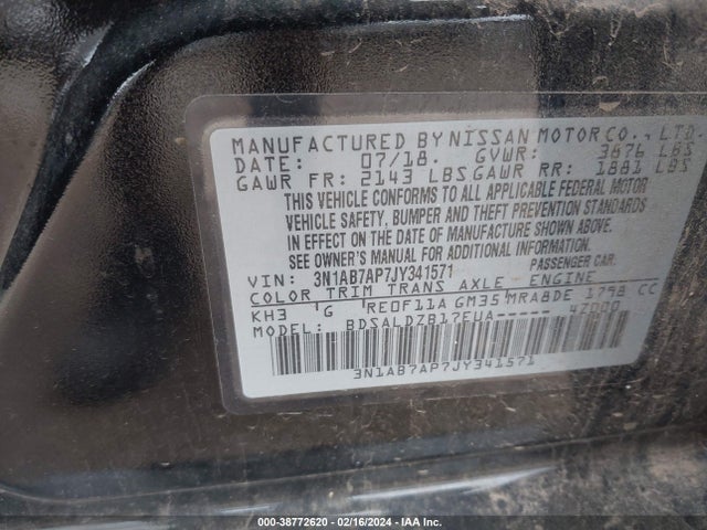 Nissan SENTRA SV 2018 3N1AB7AP7JY341571 Image 9