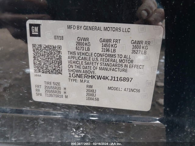 Chevrolet Traverse 3lt 2019 1GNERHKW4KJ116897 Image 9