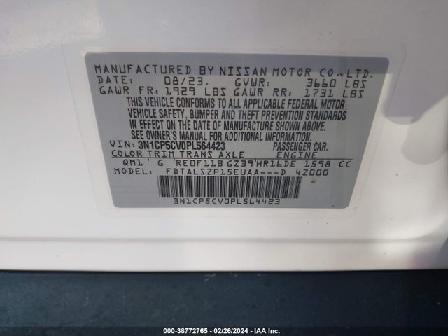 Nissan Kicks Sv Xtronic Cvt 2023 3N1CP5CV0PL564423 Image 9