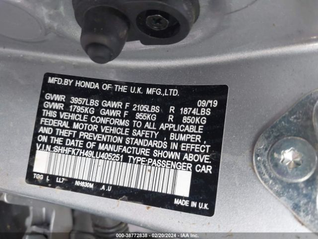 SHHFK7H49LU405251 Honda Civic Sport