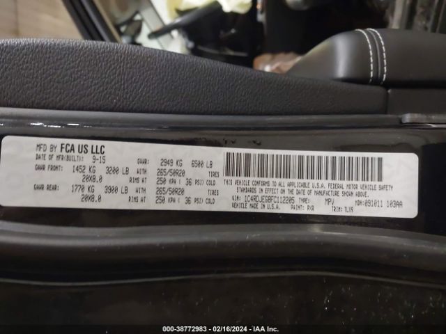 1C4RDJEG8FC112205 Dodge Durango Citadel