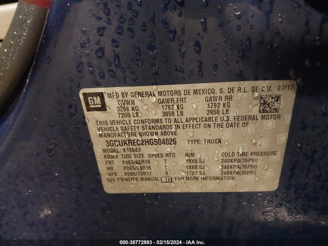 Chevrolet Silverado 1500 2lt 2017 3GCUKREC2HG504026 Image 9