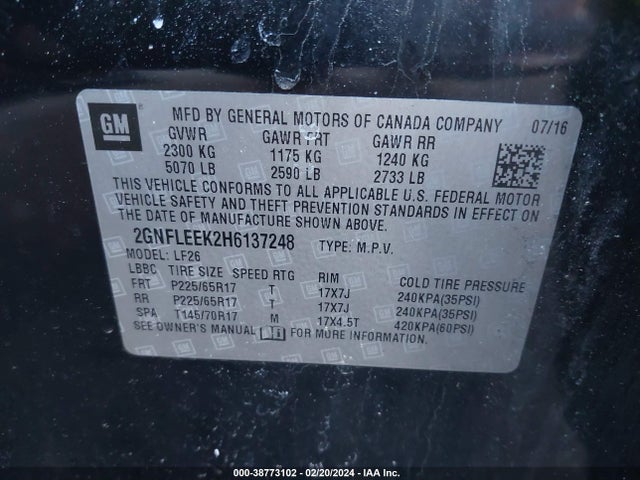 Chevrolet EQUINOX LS 2017 2GNFLEEK2H6137248 Image 9