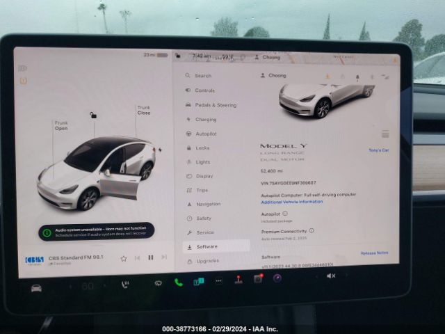 7SAYGDEE9NF369607 Tesla Model Y Long Range Dual Motor All-wheel Drive