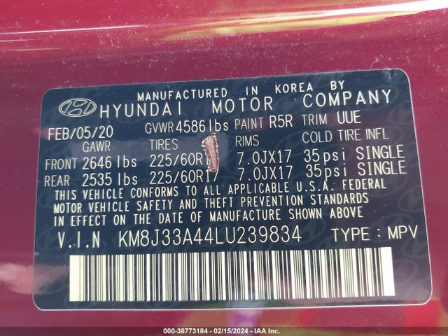 Hyundai Tucson Value 2020 KM8J33A44LU239834 Image 9