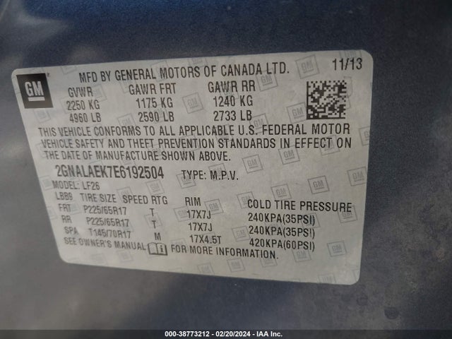 Chevrolet EQUINOX LS 2014 2GNALAEK7E6192504 Image 9