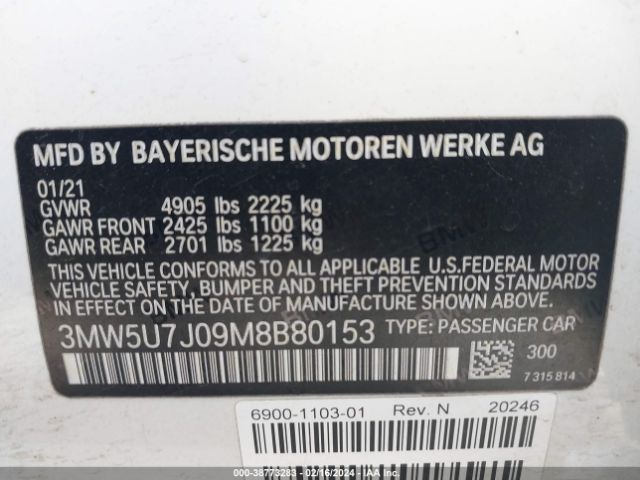 3MW5U7J09M8B80153 BMW 3 Series M340i