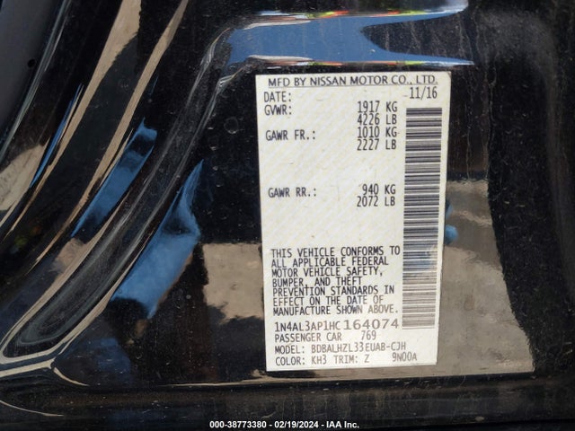 Nissan Altima 2.5 Sr 2017 1N4AL3AP1HC164074 Image 9