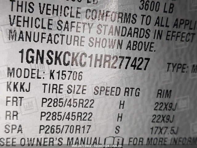 Chevrolet Tahoe Premier 2017 1GNSKCKC1HR277427 Image 9
