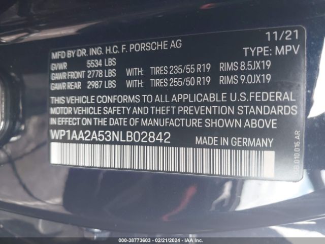 WP1AA2A53NLB02842 Porsche Macan