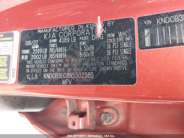 KIA Niro Lxs Se 2022 KNDCB3LC8N5502585 Image 9