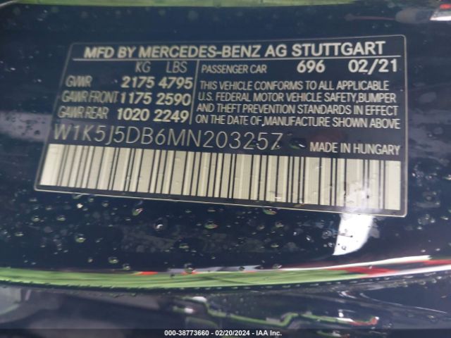 W1K5J5DB6MN203257 Mercedes-Benz Amg Cla 45 4matic