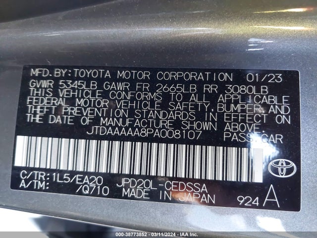 Toyota Mirai Xle 2023 JTDAAAAA8PA008107 Image 9