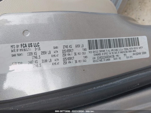 Dodge Grand Caravan Sxt 2016 2C4RDGCG4GR344198 Image 9