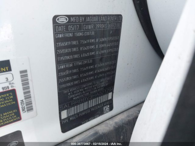 SALRRBBV3HA021294 Land Rover Discovery Hse