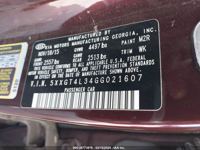 KIA Optima Lx 2016 5XXGT4L34GG021607 Image 9