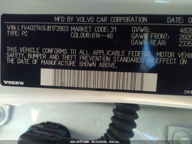 LYV402TK9JB172803 Volvo S60 Inscription T5