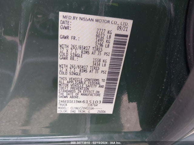 Nissan Frontier Sv 4x2 2022 1N6ED1EJ3NN615103 Image 9