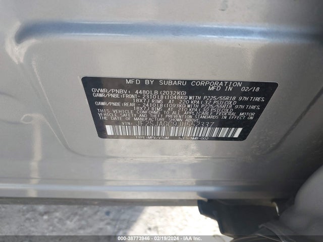 Subaru Forester 2.5i Premium 2018 JF2SJAGC9JH552337 Image 9
