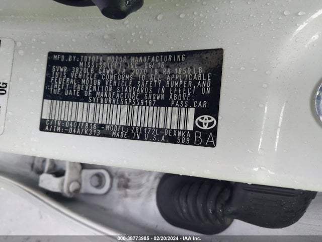 Toyota Corolla Le Plus 2016 5YFBURHE5GP559187 Image 9