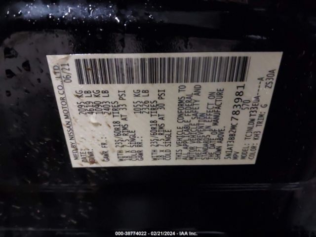 5N1AT3BB2MC783981 Nissan Rogue Sv Intelligent Awd