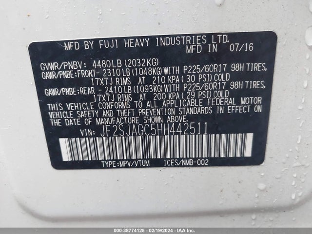Subaru Forester 2.5i Premium 2017 JF2SJAGC5HH442511 Image 9