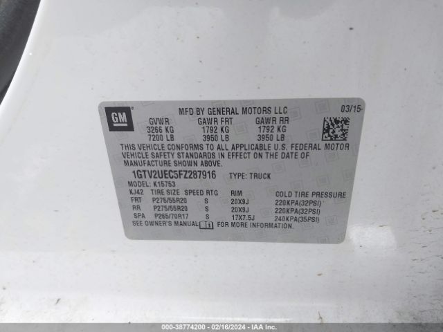 1GTV2UEC5FZ287916 GMC Sierra 1500 Sle