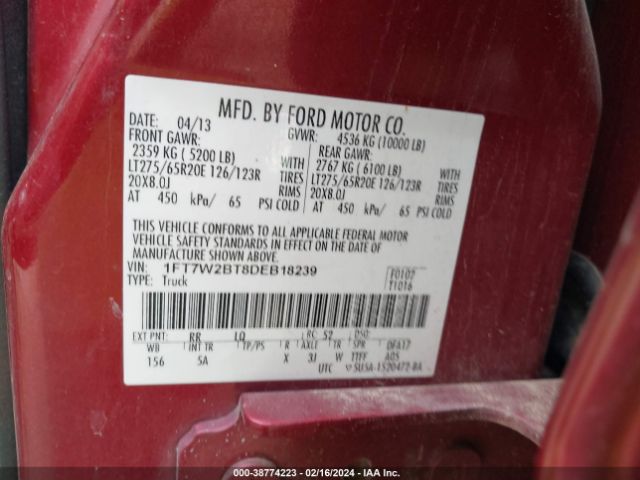 2013 FORD F-250 1FT7W2BT8DEB18239 Photo 8
