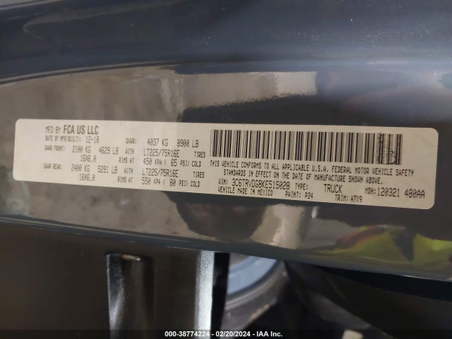 3C6TRVDG8KE515028 RAM Promaster 2500 High Roof 159 Wb