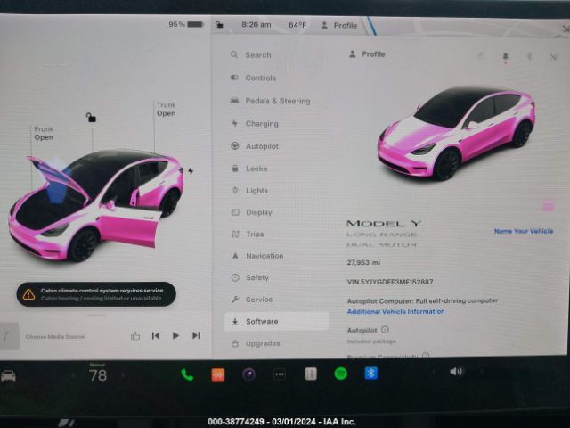 5YJYGDEE3MF152887 Tesla Model Y Long Range Dual Motor All-wheel Drive